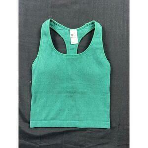 All in Motion Green Seamless Ribbed Racerback Tank Top Built-in Bra Size M
